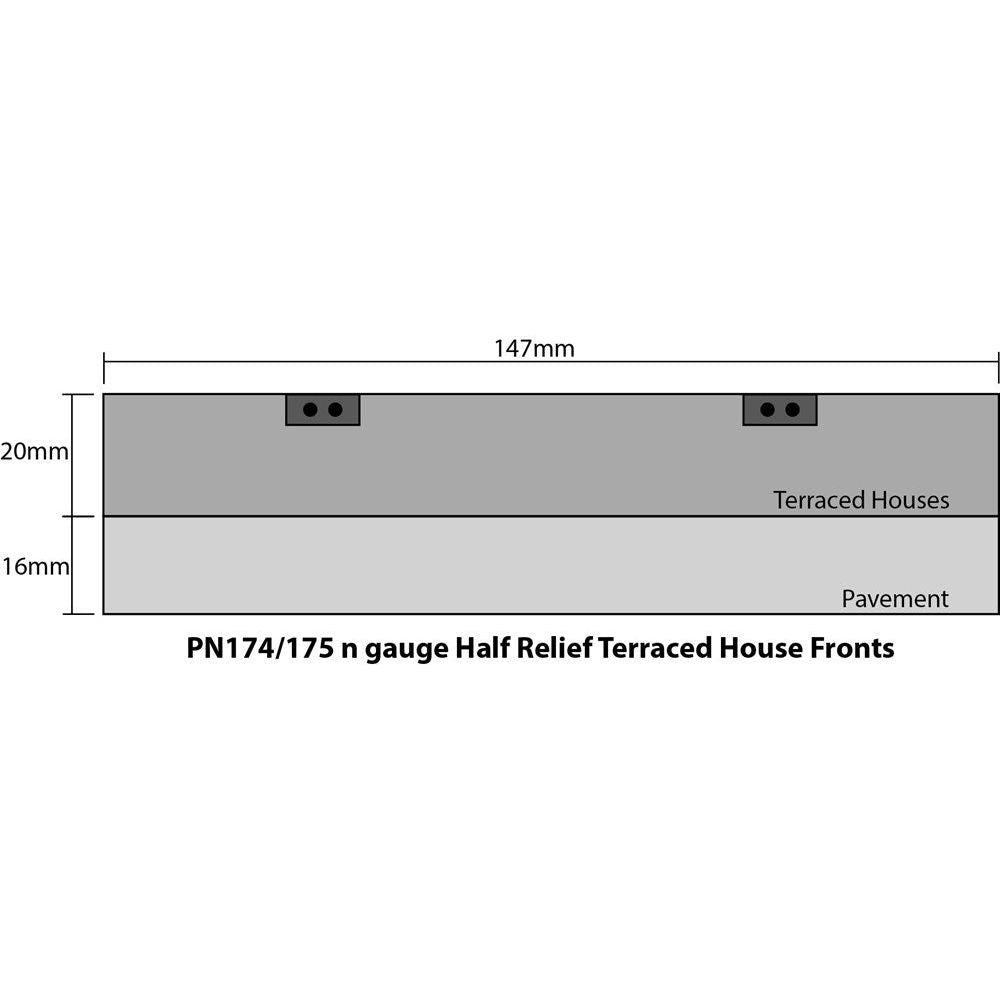 PN174 Metcalfe N Scale Low Relief Red Bricked Terraced House Fronts Kit