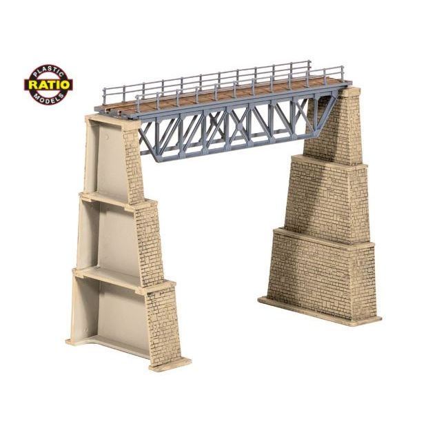 240 Ratio N Scale Steel Truss Bridge with Stone Piers