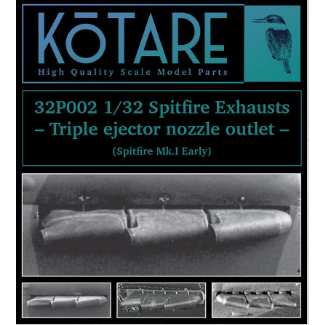 32P002 Kotare 1/32 Spitfire Exhausts, Spitfire Mk.I (Early) - Triple ejector nozzle outlet