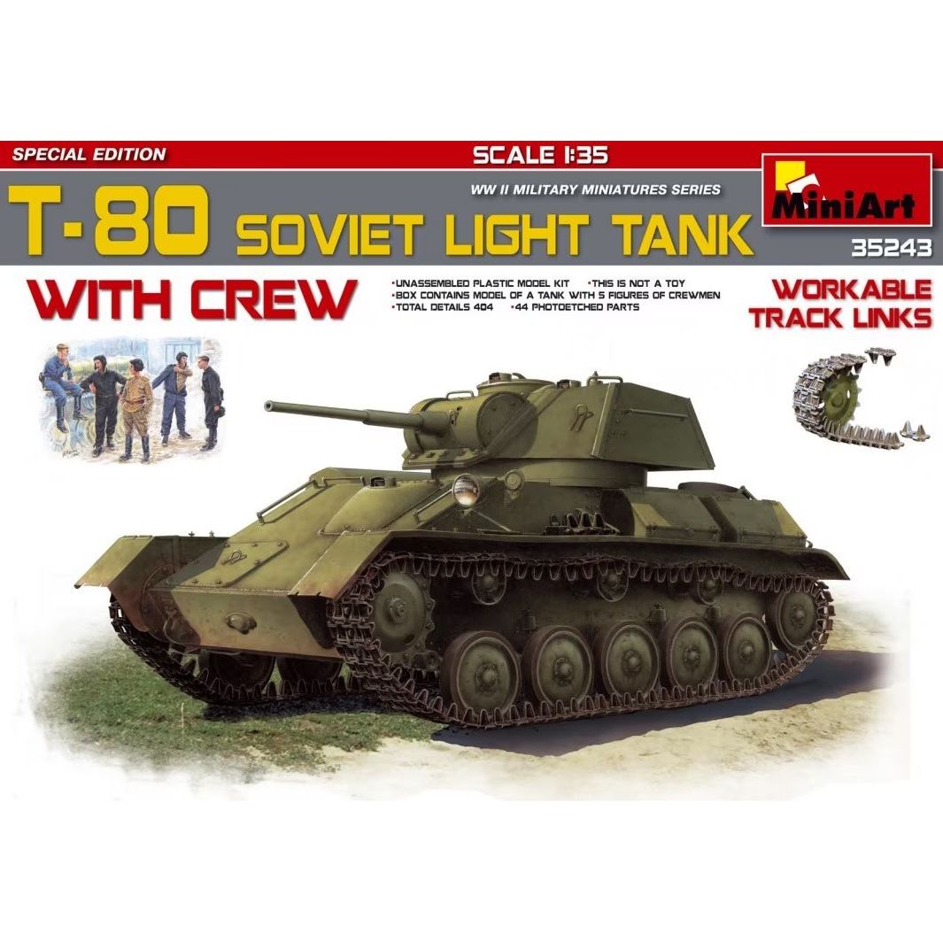 35243 MiniArt 1/35 T-80 Soviet Light Tank w/crew
