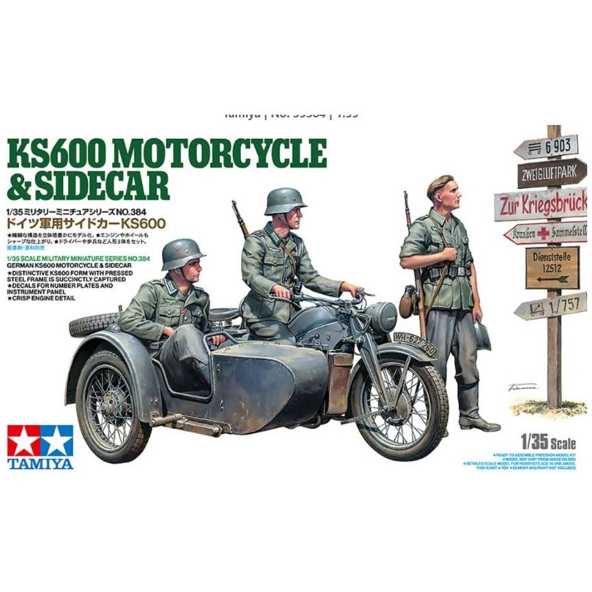 35384 Tamiya 1/35 KS600 Motorcycle & Sidecar Zündapp