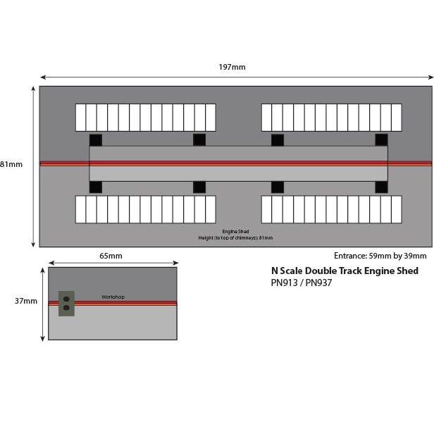 PN913 Metcalfe N Scale Brick Double Track Engine Shed Kit