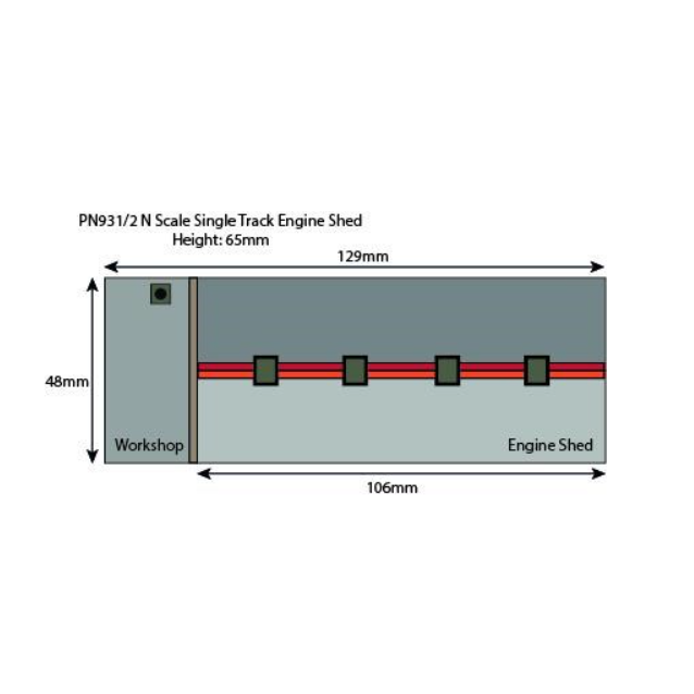 PN931 Metcalfe N Scale Red Brick Single Track Engine Shed Kit