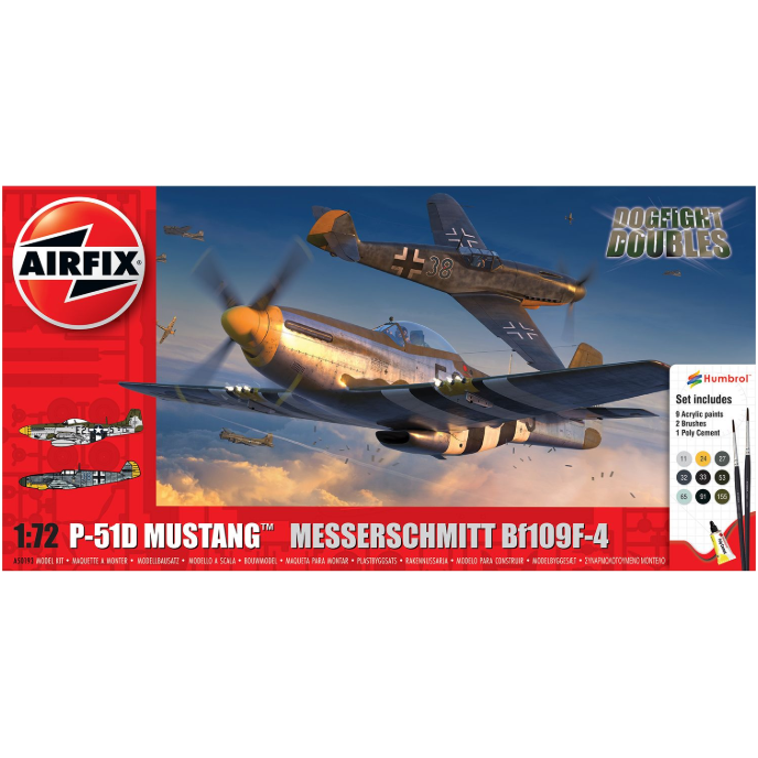 A50193 Airfix 1/72 P-51D Mustang vs Bf109F-4 Dogfight Double