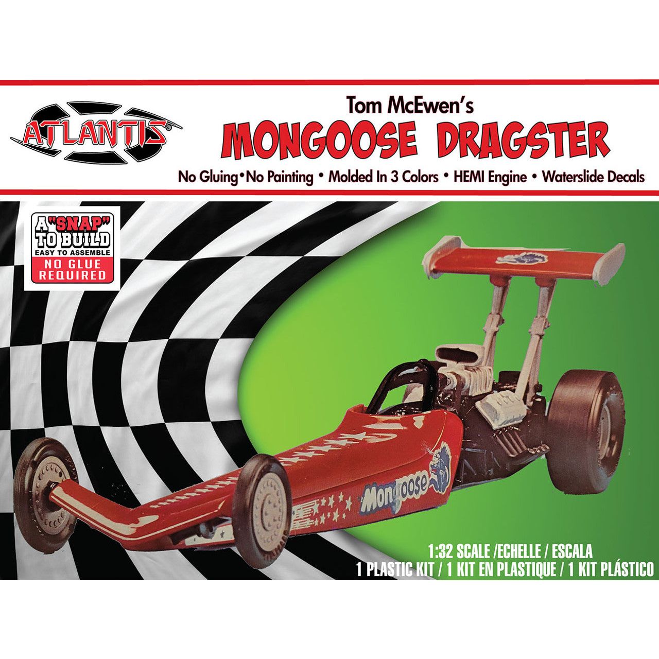 AMCH1120 Atlantis Models 1/32 Tom McEwen Mongoose Dragster Snap Kit