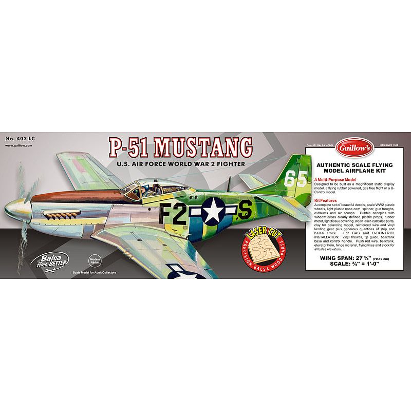 0402 Guillows 1/16 North American P-51D Mustang (Balsa)