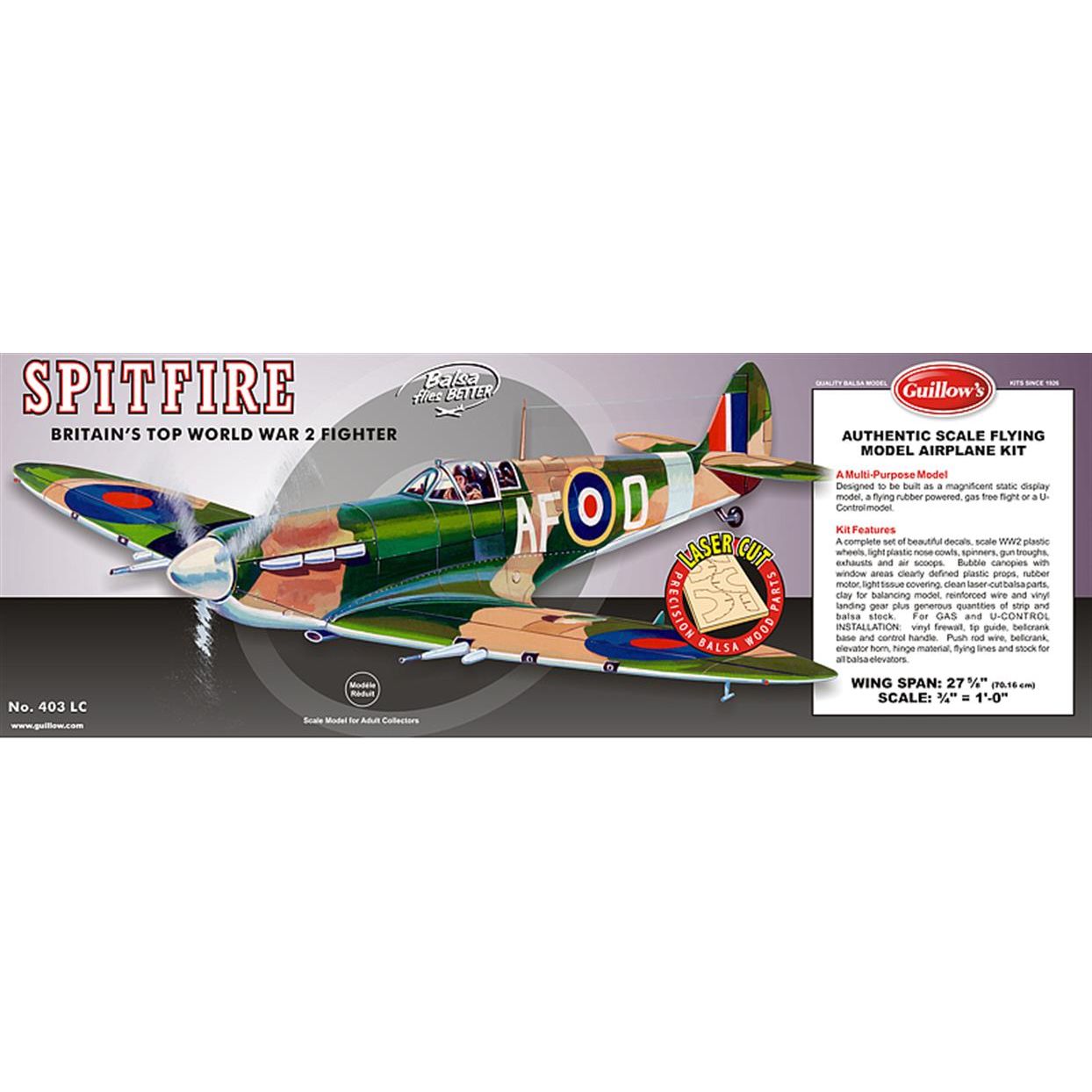 0403 Guillows 1/16 Supermarine Spitfire (Balsa)