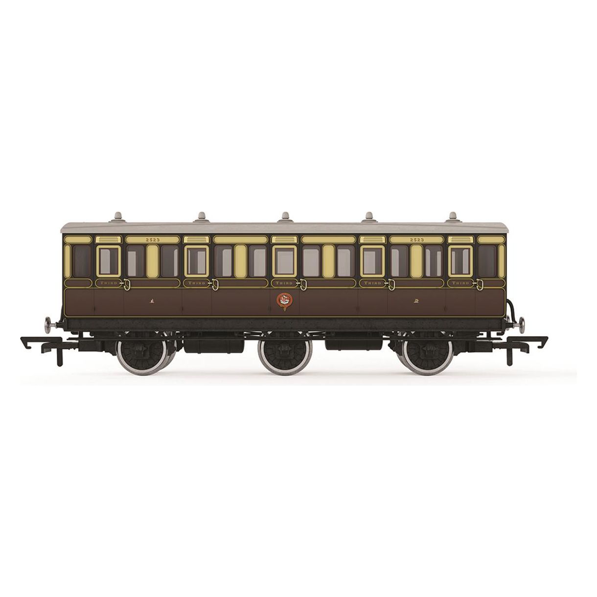 R40306 Hornby OO Scale GWR, 6 Wheel Coach, 3rd Class, 2523 - Era 2/3