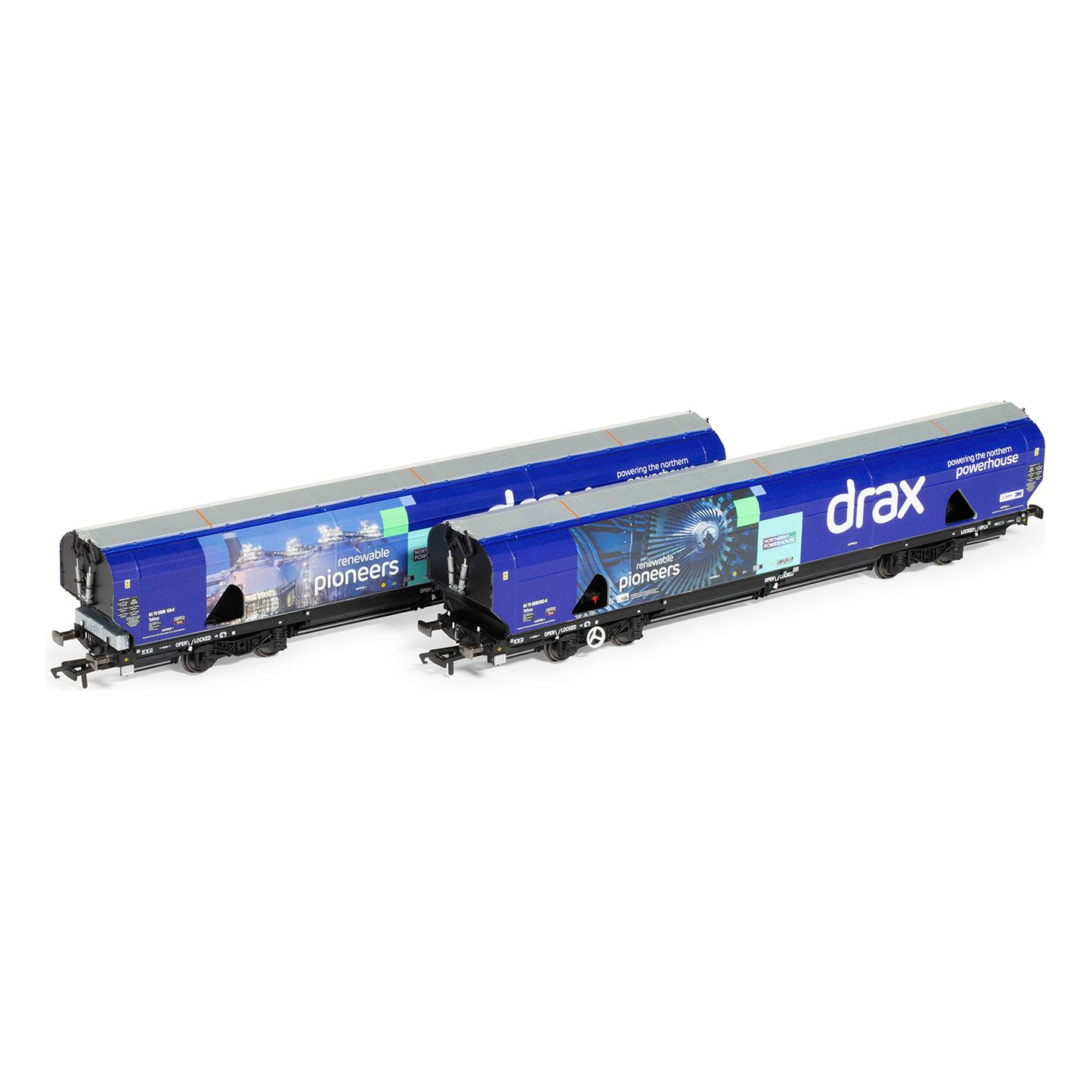 60177A Hornby OO Scale Drax Biomass Wagon Pack, 83700698083-8 & 83700698158-8