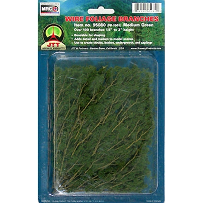JTT 95519 JTT Scenery Foliage Branches, Medium Green, 1.5" to 3", 60 pcs