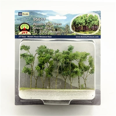 95617 JTT Scenery Woods Edge Trees Green, 3" to 3.5", HO-scale, 9/pk