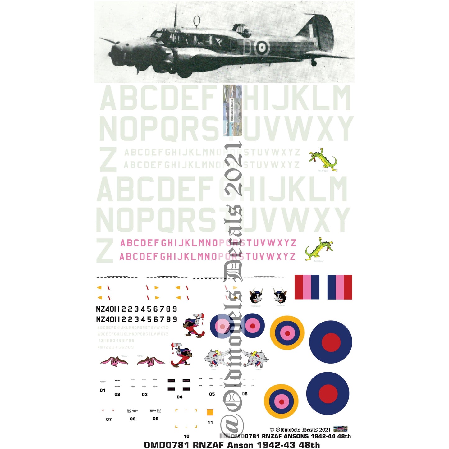 OMD0781 RNZAF Anson 1942 to 1943 1/48 Decals