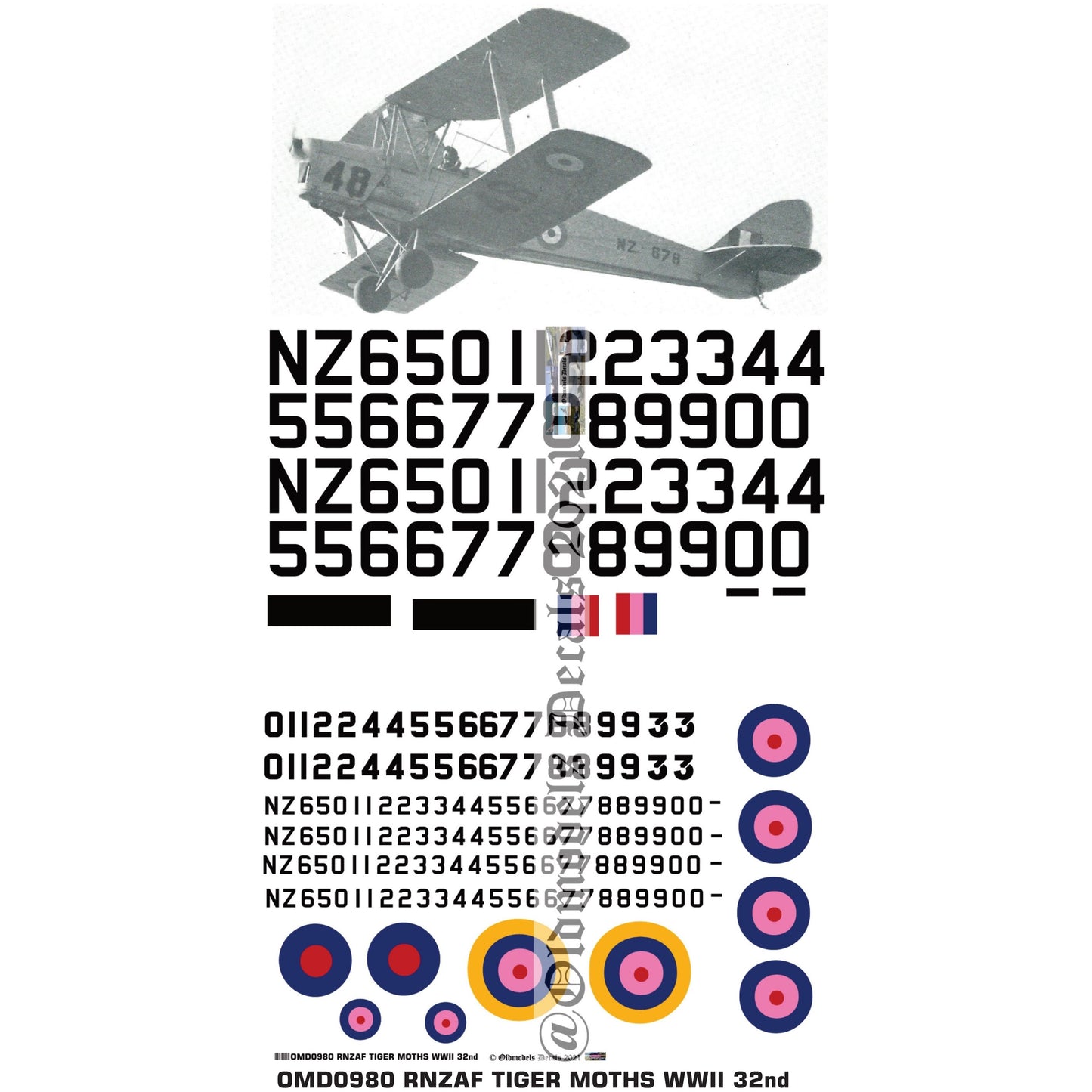 OMD0980 RNZAF Tiger Moths WWII 1/32 Decals