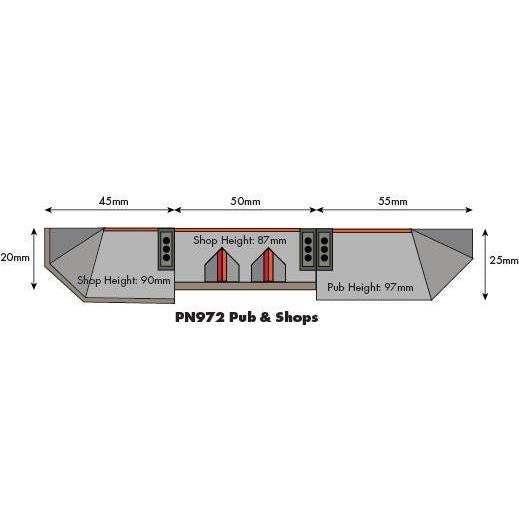 PN972 Metcalfe N Scale Low Relief Pub & Shops Kit