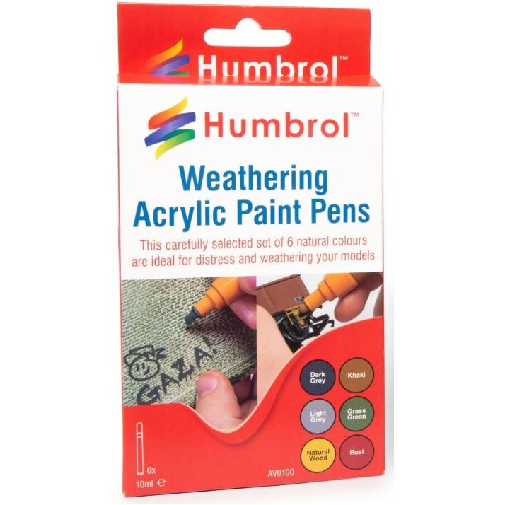 AV0100 Humbrol Weathering Acrylic Pens 6 Pack