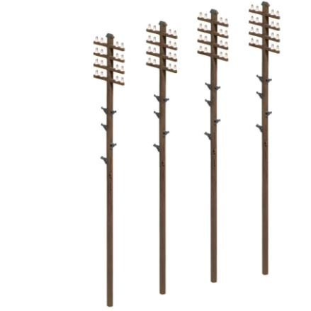 452 Ratio OO Telegraph Poles 16 per pack