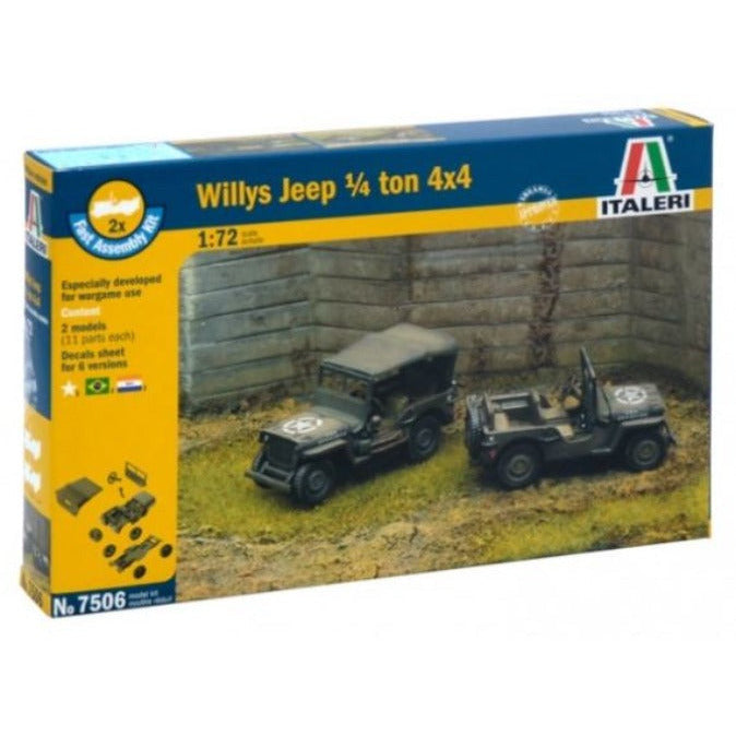7506 Italeri 1/72 Willys Jeep 1/4 Ton 4x4 Fast Assembly Kit