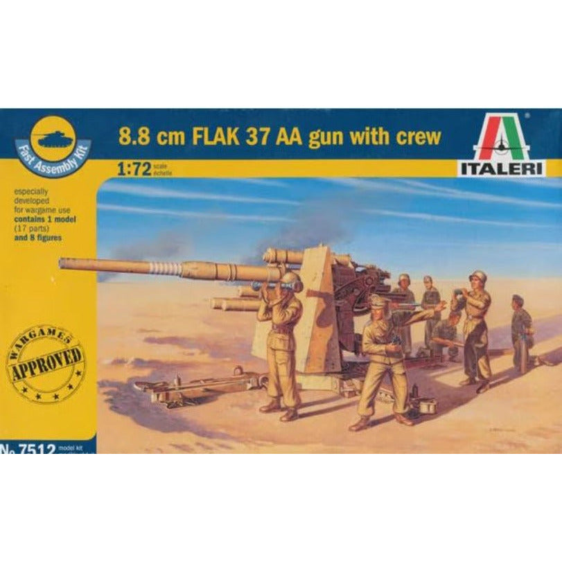 7512 Italeri 1/72 8.8 cm Flak 37 AA Gun Fast Assembly Kit
