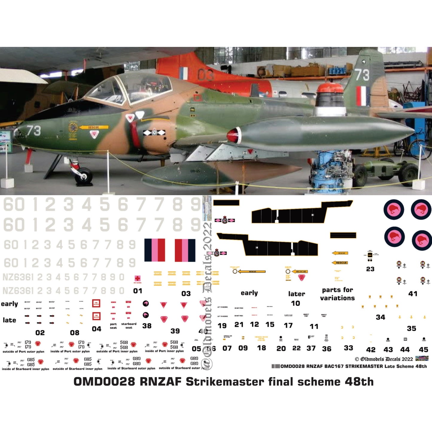 OMD0028 RNZAF BAC167 Strikemaster late 1/48 Decals