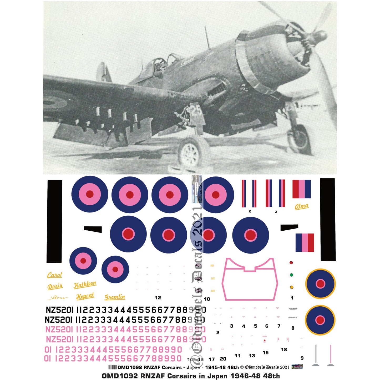 OMD1092 RNZAF Corsairs Japan 1945-48 1/48 Decals