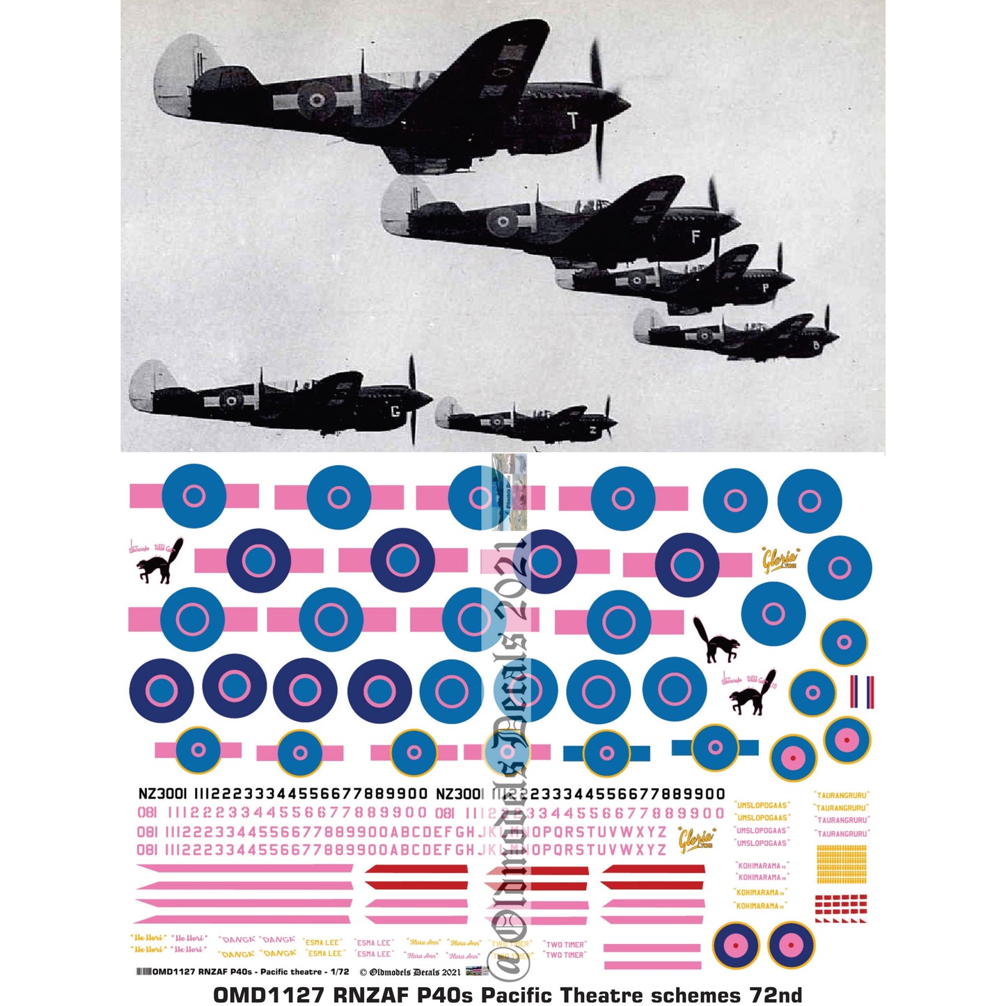 OMD1127 RNZAF P40s - Pacific theatre 1/72 Decals