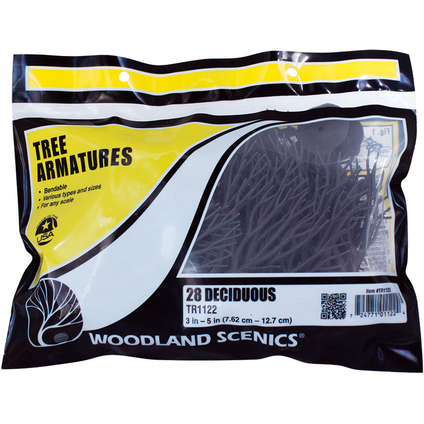 TR1122 Woodland Scenics 28 Deciduous Tree Armatures 7.6 - 12.7 Cm