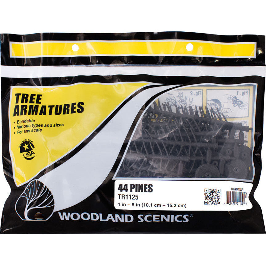 TR1125 Woodland Scenics 44 Pine Tree Armatures 10.2 - 15.2 cm