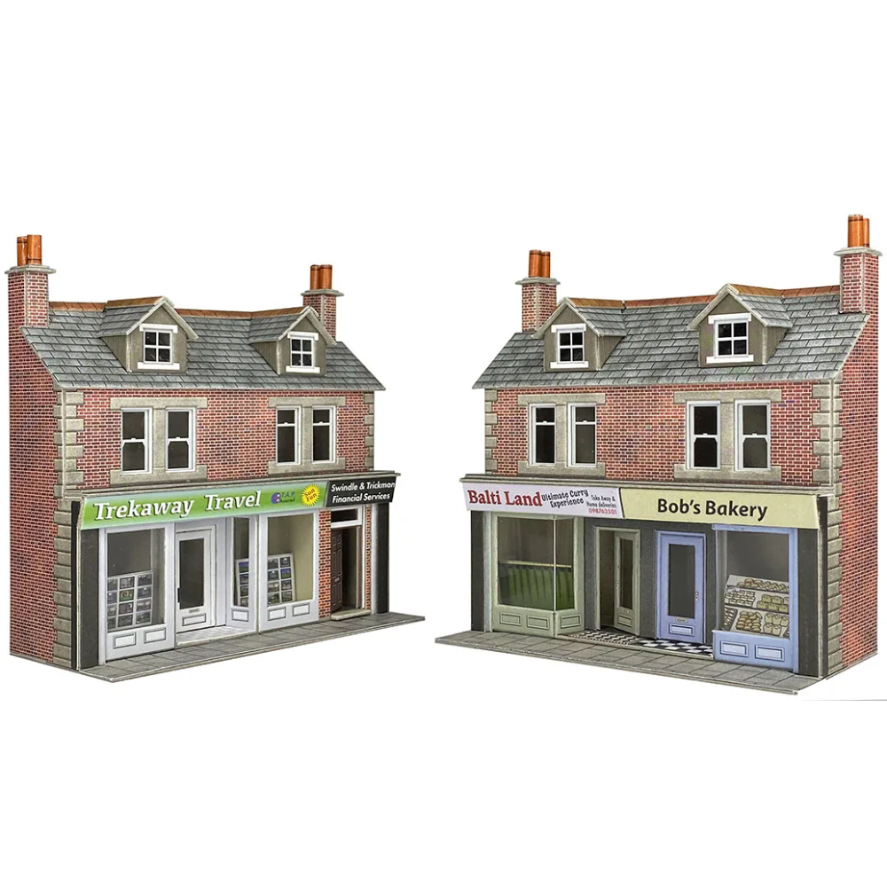 PO306 Metcalfe OO Scale Low Relief Shop Fronts Kit in Brick