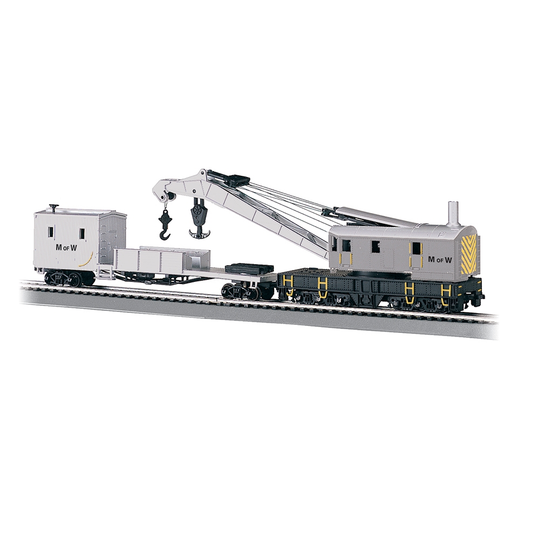 16138 Bachmann USA HO Scale 250-Ton Steam Crane Car And Boom Tender - Maintenance of Way