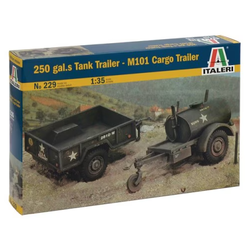 229 Italeri 1/35 250 gal.s Tank Trailer - M101 Cargo Trailer