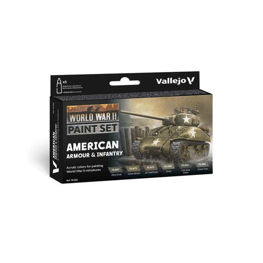 70203 Vallejo – American Armour & Infantry – WWII / 6 Colors set