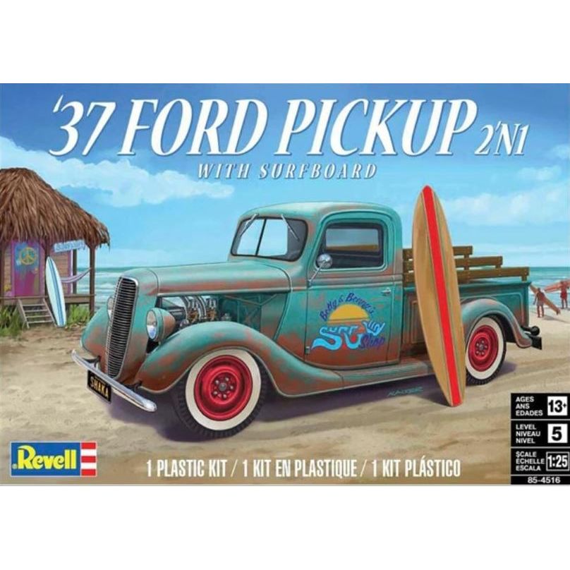85-4516 Revell 1/25 Ford '37 Ford Pickup with surfboard