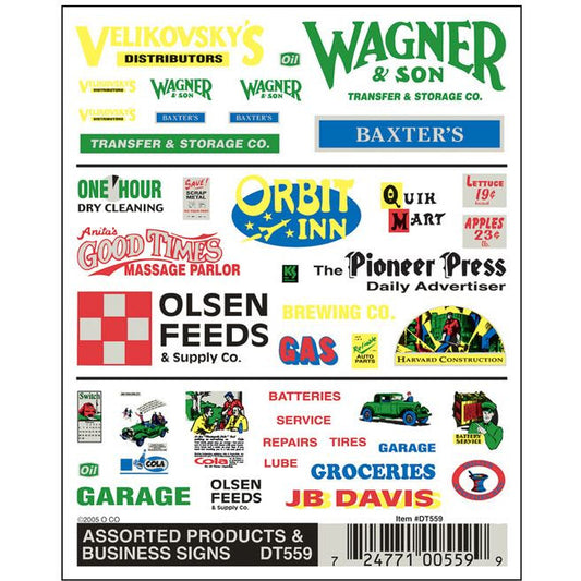 DT559 Woodland Scenics Assorted Products & Business Signs