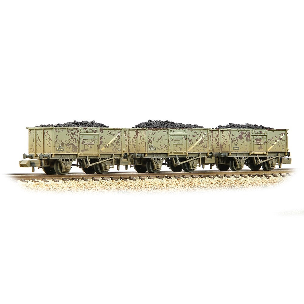 377-235C Graham Farish N Scale BR 16T Steel Mineral with Top Flap Doors (3-Wagon Pack) in BR Grey [WL] [W]