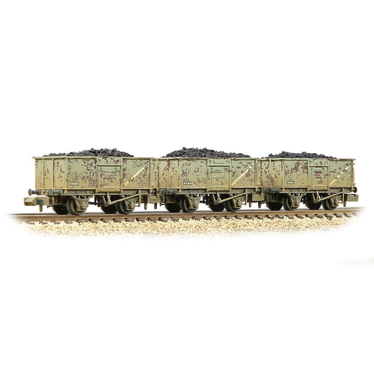 377-235C Graham Farish N Scale BR 16T Steel Mineral with Top Flap Doors (3-Wagon Pack) in BR Grey [WL] [W]