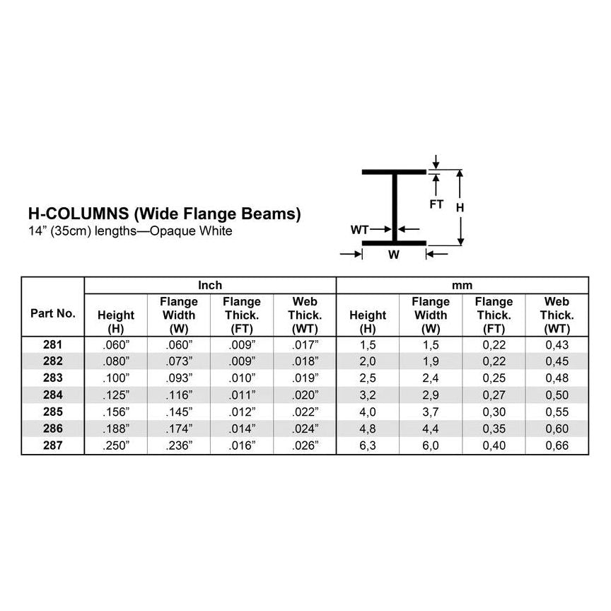 H-Columns 14” (35 cm) Length Opaque White Polystyrene