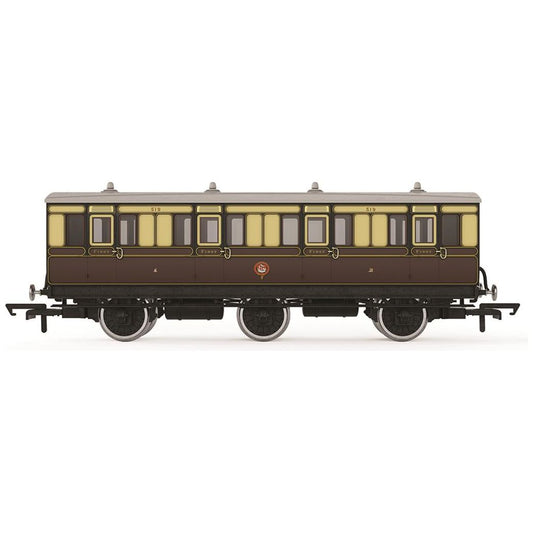 R40304 Hornby OO Scale GWR, 6 Wheel Coach, 1st Class, 519 - Era 2/3