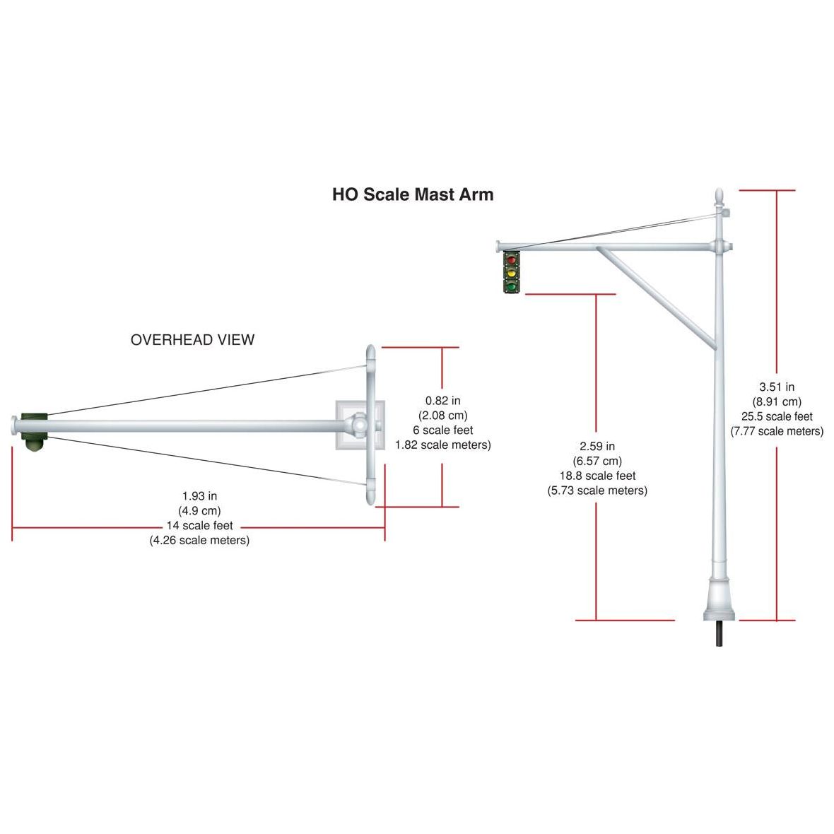 JP5653 Woodland Scenics HO Scale Mast Arm Traffic Lights