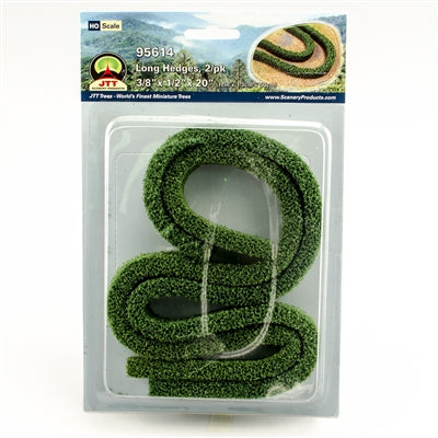 95614 JTT Scenery Long Hedges 3/8"x 1/2"x 20", HO-scale, 2/pk