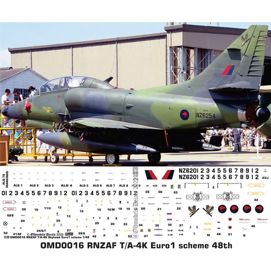 OMD0016 RNZAF T/A-4K / TA-4K Skyhawk Euro 1 1/48 Decals