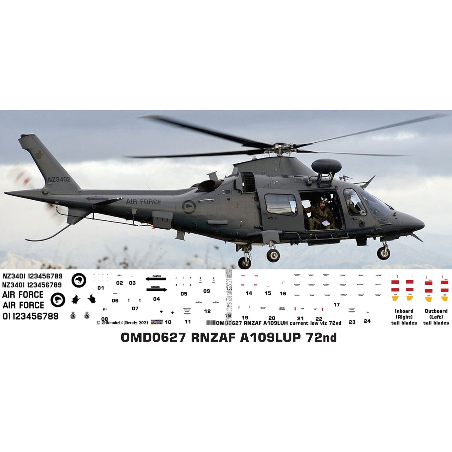 OMD0627 RNZAF A109LUH delivery scheme 1/72 Decals