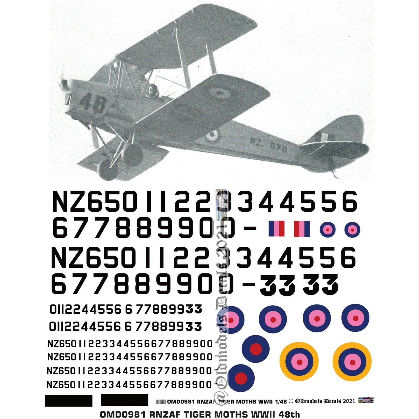 OMD0981 RNZAF Tiger Moths WWII 1/48 Decals