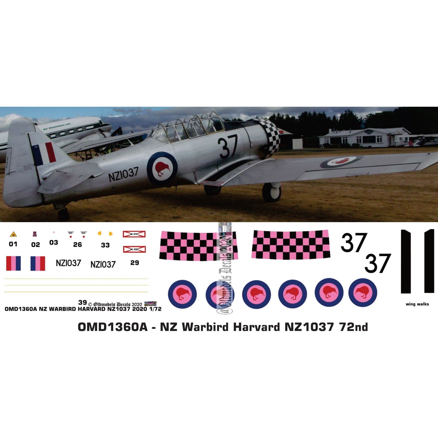 OMD1360A NZ Warbird Harvard NZ1037 2020 1/72 Decals