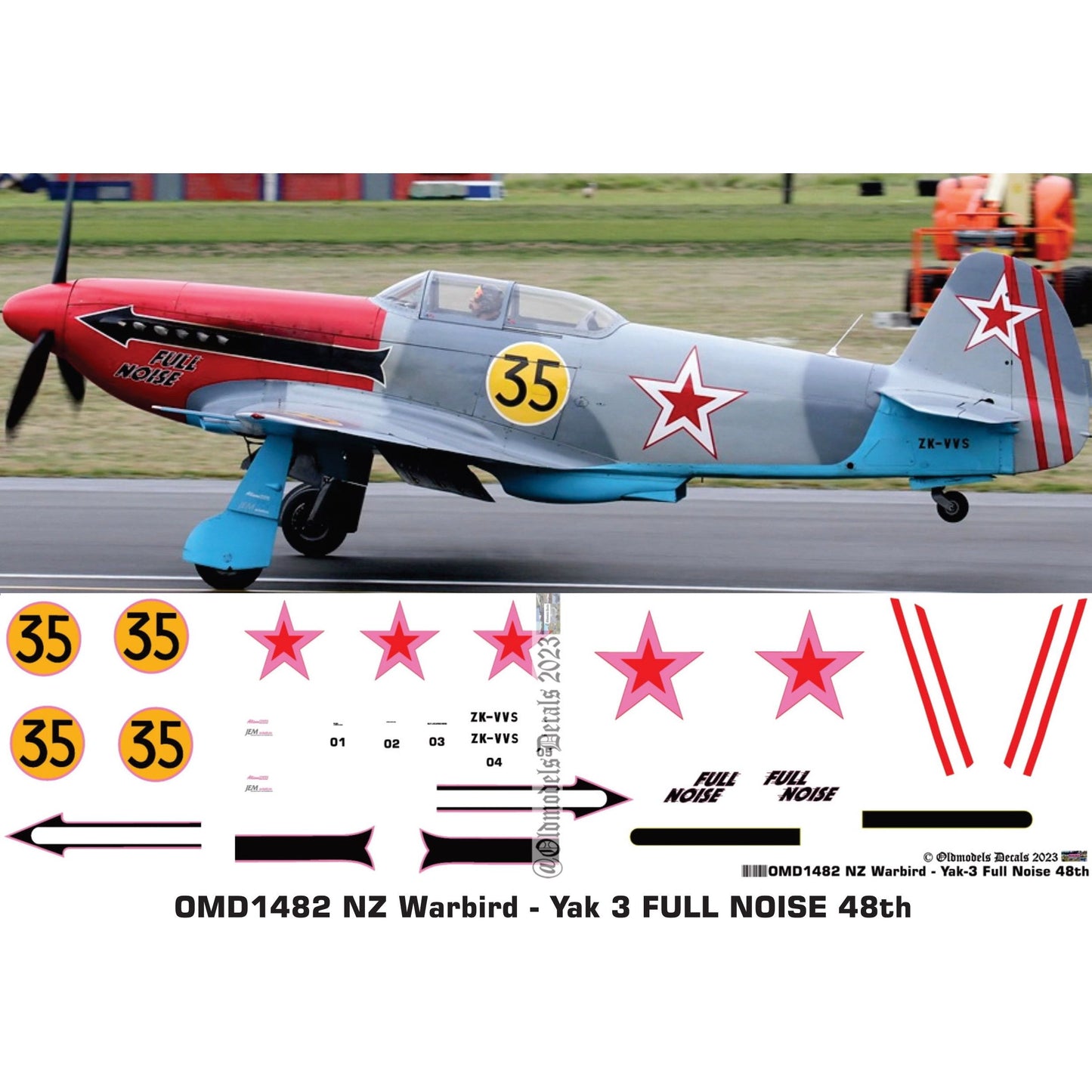 OMD1482 NZ Warbird Yak-3 Full Noise 1/48 Decals