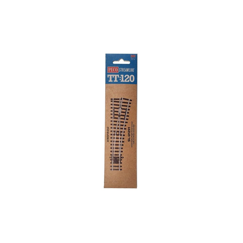 SL-U1291 Peco TT Scale Turnout, Small Radius, Right Hand (Code55) Unifrog
