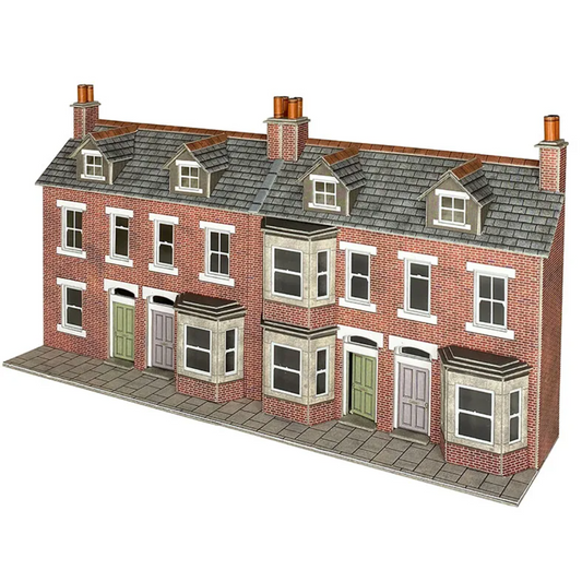 PO302 Metcalfe OO Scale Low Relief Terraced House Fronts Kit in Brick (replaces PO274)