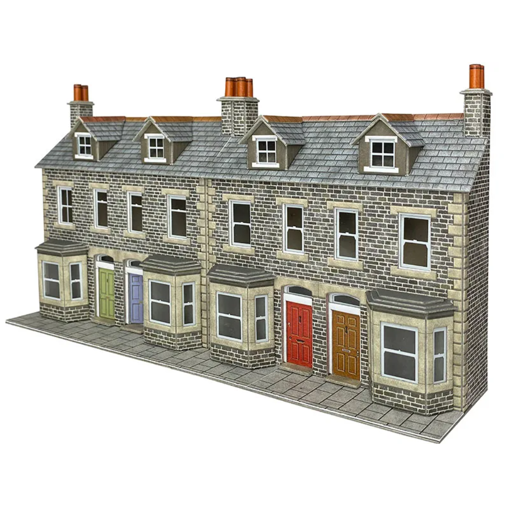 PO303 Metcalfe PO303 OO Scale Low Relief Terraced House Fronts Kit in Stone