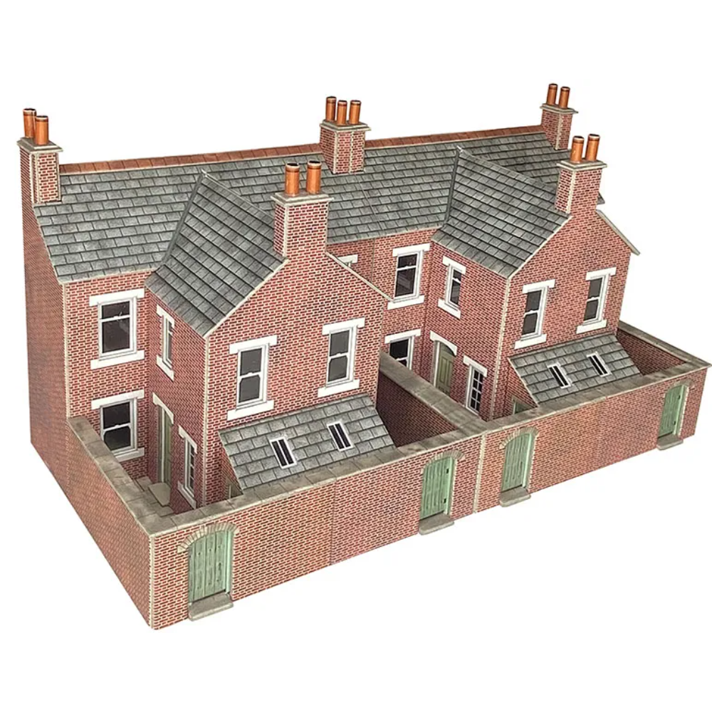 PO304 Metcalfe OO Scale Low Relief Terraced House Backs Kit in Brick