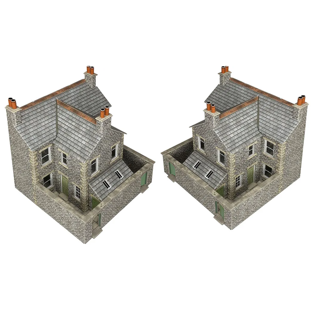 PO305 Metcalfe OO Scale Low Relief Terraced House Backs Kit in Stone