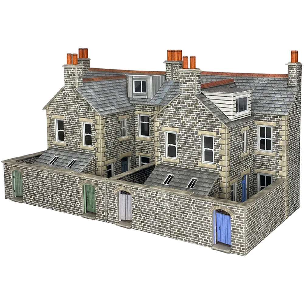 PO305 Metcalfe OO Scale Low Relief Terraced House Backs Kit in Stone